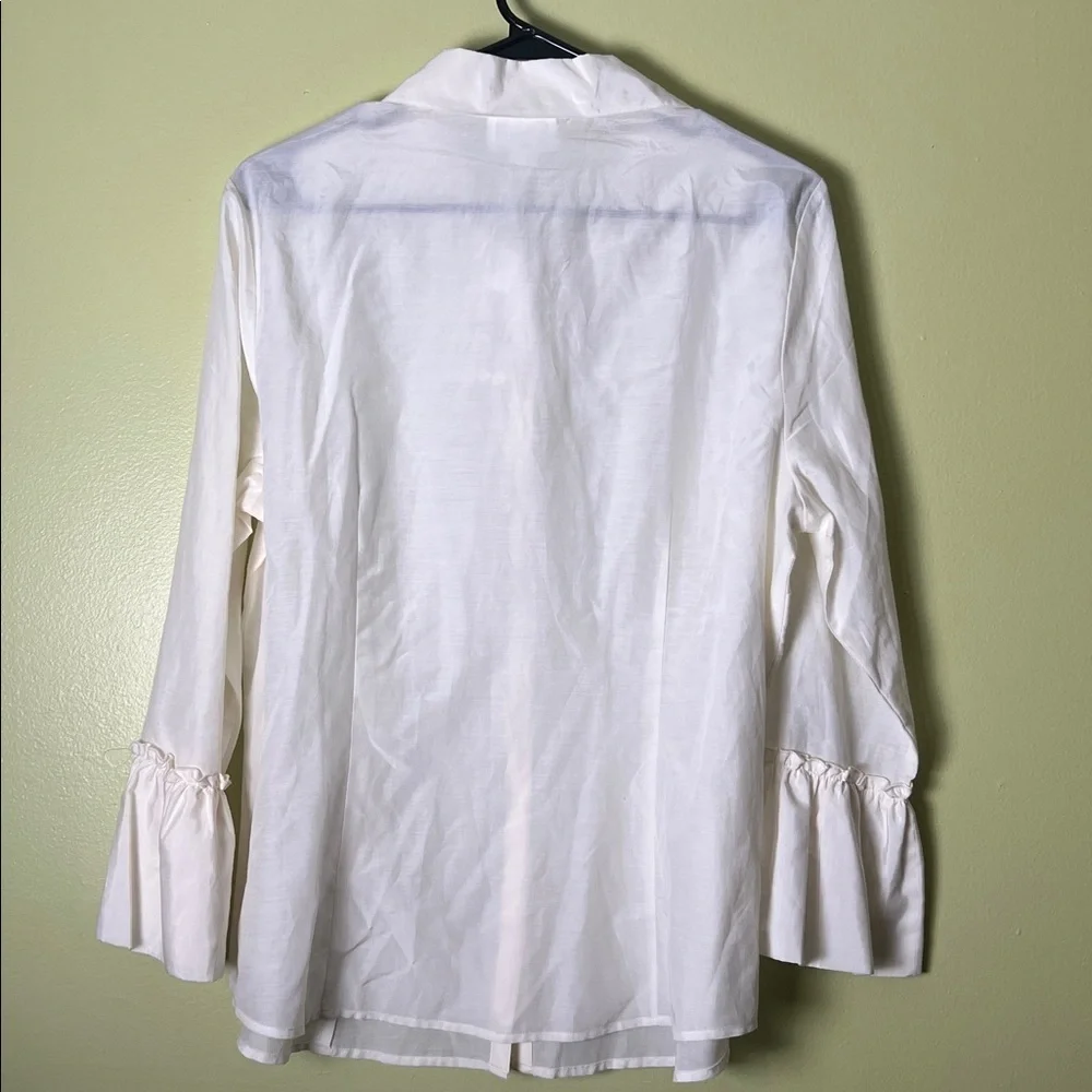LOFT Cream Button Down Shirt with Bell Sleeves - Picture 5 of 5